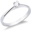 Gioielli di Valenza Anello solitario in oro bianco 18k a 8 griffe con diamante 0.15 ct