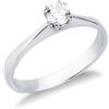 Gioielli di Valenza Solitario in oro bianco 18k a 8 griffe con diamante, 0,30 ct