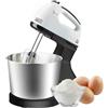 Topyond Sbattitore Elettrico,150W Frullatore,7 Velocità e Turbo,Miscelatore da cucina 2 in 1 con ciotola,con Fruste e Ganci Impastatori in Acciaio Inox,per Glassa, meringa, crema, pasta