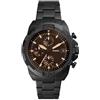 Fossil Orologio Bronson da uomo, Movimento cronografo al quarzo con cinturino in pelle o acciaio inossidabile, Nero E Marrone, 44 mm