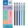Pilot FriXion Ball Stick 07-0.7mm Punta Nib - Penne con inchiostro gel cancellabile - In confezione cuscino (Portapenne Cool Tones da 5)