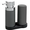 Wenko Set lavapiatti Easy-Squeeze grigio - Dispenser sapone e dispenser detersivo piatti Capacità: 0.25 l, Poliresina, 15 x 18 x 7 cm, Grigio