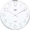 Trevi OM 3512 S Orologio da Muro al Quarzo in Vetro Curvo Antiriflesso, Cornice e Lancette in Metallo, Movimento Silenzioso Sweep, Diametro 30 cm, Argento, plastica