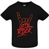 Handmade T-shirt in cotone Let's Rock per neonati, bambini ed adulti (Neonato, Nero, 12 mesi)