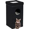 Relaxdays Casa per Gatti, HLP 76x40x40 cm, Cuccia a 3 Piani, Tiragraffi, Pieghevole, Casetta con Cuscini Interni, Nero