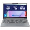 Lenovo IdeaPad Slim 3 Notebook 15,6" FHD (1920x1080), Intel N100, RAM 4GB, 128GB SSD, Grafica Integrata, WiFi 6, Windows 11 Home, Tastiera Ita, Microsoft 365 Personal 12 mesi incluso - Arctic Grey