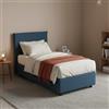 Dmora Talamo Italia Letto contenitore Singolo Anna, Made in Italy, Letto con rivestimento in tessuto, Apertura frontale, adatto per materasso cm 90x200, Blu