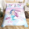 Homemissing Unicorno Sirena Set Copripiumino 135x200cm Cartoon Sirena Copripiumone Morbido Ragazzi e Ragazze Carino Unicorno Copripiumini Wildlife