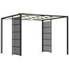 Outsunny Pergola per Esterno 3x3 m con Copertura Ondulata e Pannelli Laterali, in Metallo e Poliestere Nero