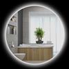 kleankin Specchio Bagno con Luci LED Regolabili, Interruttori Touch e Design Antiappannamento, Ø70 cm