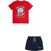 Champion Legacy Back To The Beach B - Graphic Crewneck T-shirt & WR Shorts Completo, Rosso/Blu Marino, 15-16 anni Bambini e ragazzi SS24