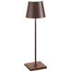 Zafferano, Poldina Pro, Lampada da Tavolo Ricaricabile e Senza Fili con Controllo Touch, Utilizzabile anche come Lampada da Esterni, Dimmer, 2200-3000 K, Altezza 38 cm, Colore Corten