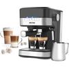 Petra PT4623VDEEU7 Macchina Da Caffè Espresso Pro, Cafetera Electrica, Per 1 O 2 Caffè, Cappuccino E Latte, Pompa da 15 Bar, Senza BPA, Compatibile Con Caffè in Polvere, 1,5 Litri, 850 W