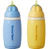 Tommee Tippee Borraccia termica con cannuccia flessibile, 266 ml, tazza antigoccia per bambini dai 12 mesi, chiusura a scatto per tenere la cannuccia pulita, Blu e Giallo, confezione da 2