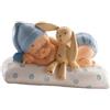 dekora - Decorazioni torta battesimo Bambino Dormiente con Peluche, Realizzata in Resina, Altezza 10 cm, Topper battesimo e Baby shower dal Design Dettagliato, Addobbi Adatto al Contatto Alimentare