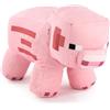 Barrado Personaggi di Peluche del Videogioco Minecraft - Enderman, Lama, Ocelot, Maiale, Steve, Alex, Creeper, Lupo - Taglie Diverse a Seconda del Modello -qualità Super Soft (Maiale)