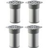 SOTECH 4 pezzi piedi di mobili Alfa II 100 mm (+ 10 mm) Ø 50 mm ottica d'argento anodizzato altezza variabile dai piedi di sopporto di alluminio
