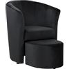 Totò Piccinni Poltrona Salotto Design Pozzetto Imbottita (Velluto Nero, con Pouf Estraibile)