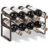 Bomclap Scaffale per bottiglie in metallo, impilabile, portabottiglie per 8 bottiglie per cantina, bar e magazzino, Wine Rack stabile modulare espansibile per bottiglie e conservazione del vino (2 livelli)