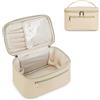 Wandering Nature Borsa per trucchi, organizer da viaggio per pennelli da donna, in pelle ecologica vegana, Pelle Beige, M, Design elegante