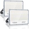 YIQIBRO Faretto LED da Esterno 100W 10000LM 6500K Faro LED Esterno, 2 Pezzi | Impermeabile IP67 Bianca Fredda Lampade LED, 105 LEDs Luci Esterno per Giardino, Terrazza, Garage, Magazzini, Sportivo