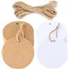 jijAcraft 200 pz Etichette Carta Kraft Rotonde 5,5 cm, Tag Regalo Cartoncino e Spago di Iuta, per l'artigianato Matrimoni Battesimo Natale (Marrone + Bianco)