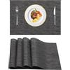 HIUOUIH Tovagliette Americane Lavabili Set di 4 Tovagliette Colazione Antimacchia Resistenti al Calore Tovaglietta Antiscivolo per Tavolo da Cucina e Ristoranti, Nero