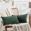 FDTERN Set di 2 Boho Federe de Cuscini per Divano 50x70 in Velluto a Coste Moderno Morbido Motivo a Croce Decorativa Copricuscini per Divano Camera da Letto,Verde Scuro