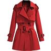 Generic Trench corto da donna in stile coreano con risvolto autunnale giacche cappotto, Cina Rosso (Primavera), S