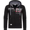 Geographical Norway GISLAND Men - Felpa Lunghe con Cappuccio Uomo - Incappucciati Shirt Resistenza Uomo - Grandi Maniche Caldo Pullover Uomini Casual Fisico Adatto Nero S