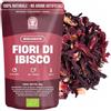 HORTIA IBISCO | Tisana Drenante ai Fiori d'Ibisco | Infuso Diuretico ed Antiossidante | Karkade Petali Interi | Per Tisane Detox ed Infusi Freddi | Confezione Regalo Salva Aroma