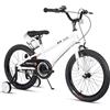 Glerc Bicicletta per bambini 18 pollici con rotelle e portabottiglie per bambini e bambine di 6 7 8 9 10 anni, bianco