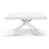 KONTE.DESIGN Tavolo CARRARA in legno, finitura bianco frassinato e base in metallo verniciato bianco, allungabile 140x90 cm - 220x90 cm
