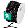 Halbach Seidenbänder Cordoncino bicolore di alta qualità, larghezza 4 mm, lunghezza 25 m, prodotto in Germania e certificato Öko-Tex, cordoncino in raso scintillante in acetato, colore: nero/argento