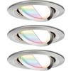 Paulmann 92965 Lampada da incasso a LED Nova Plus Smart Home Zigbee set rotonda girevole 3x5,2 W RGBW dimmerabile in ferro spazzolato, alluminio zincato 2700K