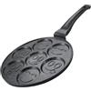 Herzberg,HGCP267SML, Padella per crêpes 26 cm con 7 motivi smiley emoji, Ideale per Cucina Sana, Resistente ai Graffi, Facile da Pulire, colore argento