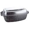 KAMBERG Rostiera 40 x 22 x 16 cm, Ghisa di Alluminio, Rivestimento Antiaderente di Alta Performance Pietra, Coperchio in Vetro, Tutti Fornelli y induzione, Senza PFOA, 5.3 Litri