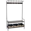 BigBuy Home BRICK - Ingresso con cassetti appendiabiti marrone nero ferro 111 x 37 x 185 cm
