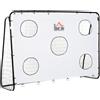 HOMCOM Porta da Calcio per Adulti e Bambini con Rete in PE, in Metallo e Oxford, Bianco e Nero, 240x88x171.5cm|Aosom