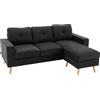 HOMCOM Divano 3 Posti ad Angolo con Penisola Reversibile e Cuscini, in Tessuto Effetto Lino, 193x136x85 cm, Nero