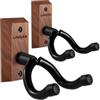 LINRAX GH1 Supporto da Parete per Chitarra, 2 Pezzi, Gancio Chitarra in Noce Nero con Viti, Porta Chitarra da Muro per Chitarra Acustica Elettrica Basso Banjo Mandolino, Appendi Chitarra da Muro