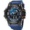 Yuxier Orologio da uomo per sport all'aria aperta, elettronico, impermeabile, digitale, tattico, cronografo, cinturino in resina, analogico, al quarzo, LED, grande quadrante rotondo, cronometro per