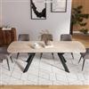 DEGHI Tavolo allungabile 180-260x90 cm top effetto travertino opaco con gambe nero - Telesio