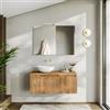 DEGHI Mobile bagno sospeso 100 cm rovere gold cannettato e top con specchio - Konai