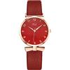 RORIOS Minimalista Orologi da Donna Analogico Quarzo Orologi da polso Impermeabile Cinturino in Pelle Orologi Rosso