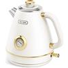 Hazel Quinn Bollitore Elettrico in Acciaio Inox, Senza BPA, Base a 360°, Design Retrò, Protezione Contro la Caduta a Secco, Spegnimento Automatico, 2200 W, 1,7 litri, Bianco Perla