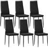 HOMCOM Set di 6 Sedie Sala da Pranzo in Finta Pelle, Sedie Cucina con Schienale Alto con Cuciture a Diamante e Gambe in Acciaio, Sedia Moderne per Cucina, Camera da Letto, Ufficio e Soggiorno, Nero