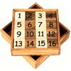 Logica Giochi - Gioco del 15/16 - Puzzle Matematico in Legno Prezioso - 2 giochi in 1 - Difficoltà: 2/6 Medio+4/6 Extreme - Versione di Viaggio