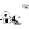 INOXPRAN - Set 2 Pentole PRESS INOXCOOK in Acciaio Inossidabile, con 2 Coperchi: uno per Cottura a Vapore di Ø 22 cm e uno per Cottura Tradizionale Ø 22 cm, Dotate di tre valvole di sicurezza