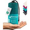 Fit-Flip Sacco Lenzuolo da Viaggio Microfibra - Sacco a pelo con scomparto per cuscino - Sacco Letto singolo ultraleggero e compatto - Sacco a Pelo leggero Estivo (grigio scuro)